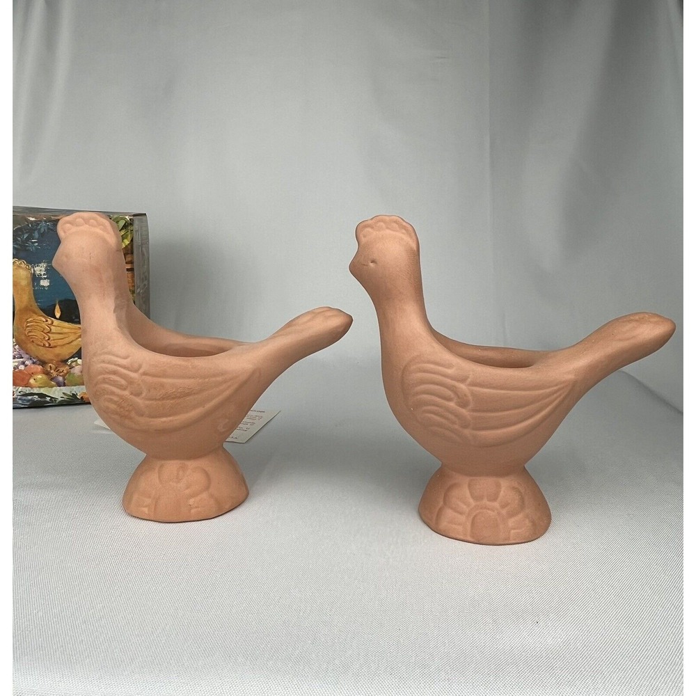 2 Avon Vintage Terra Cotta Bird Fragrance Candelette Holders 1976 Original Boxes - Picture 6 of 12